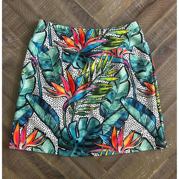 Skinz Pants - Skinz Skort Women's Tropical Bird of Paradise Polka Dot Athletic XS Tennis Golf